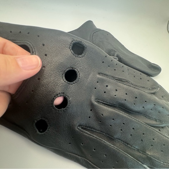 Harssidanzar Men’s Leather Driving Gloves XL Black Perforated Classic Retro - Picture 6 of 10